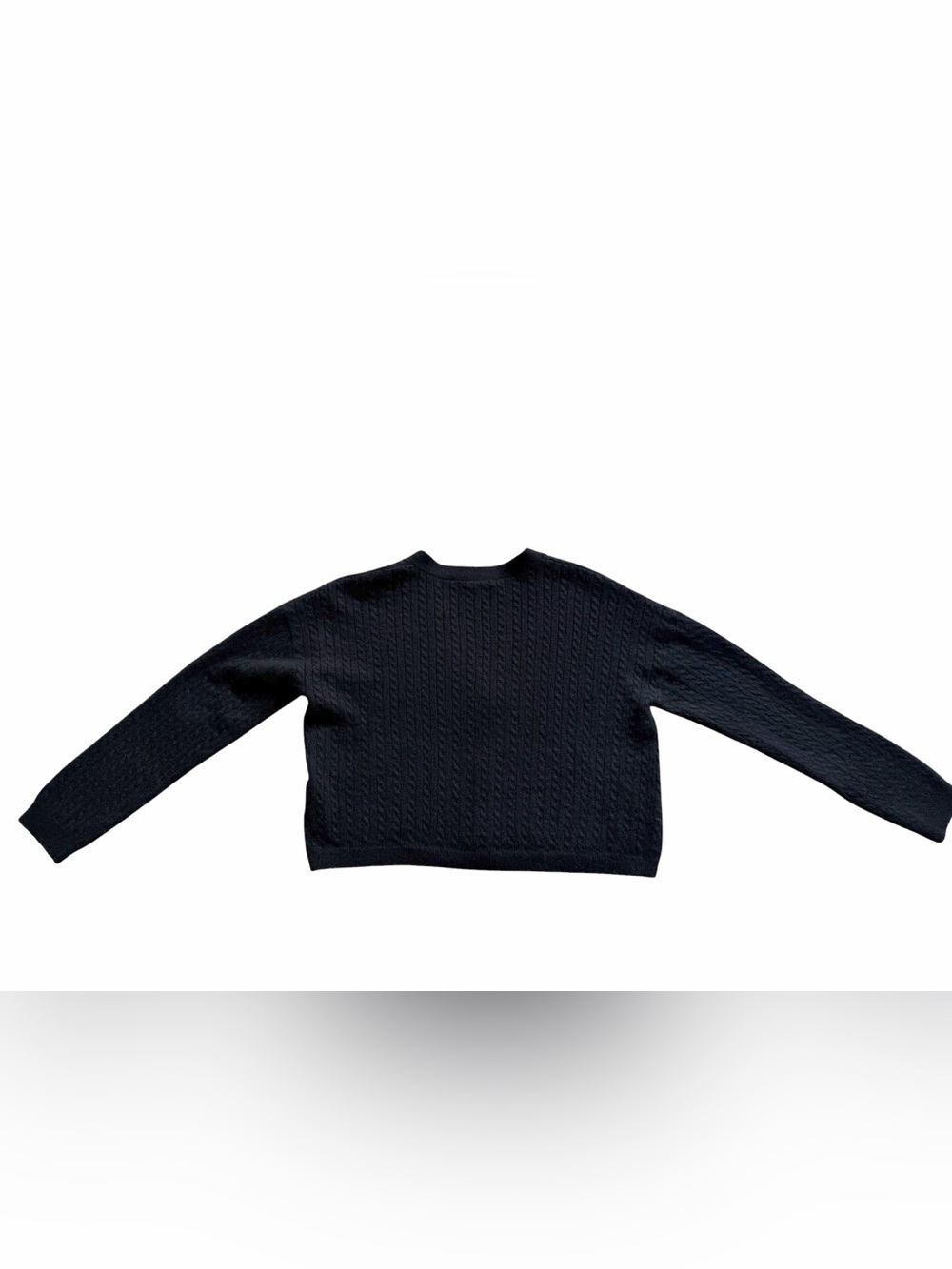 Reformation Guista Cropped Cashmere Cardigan Size Small Black Cableknit Sweater - Picture 5 of 8